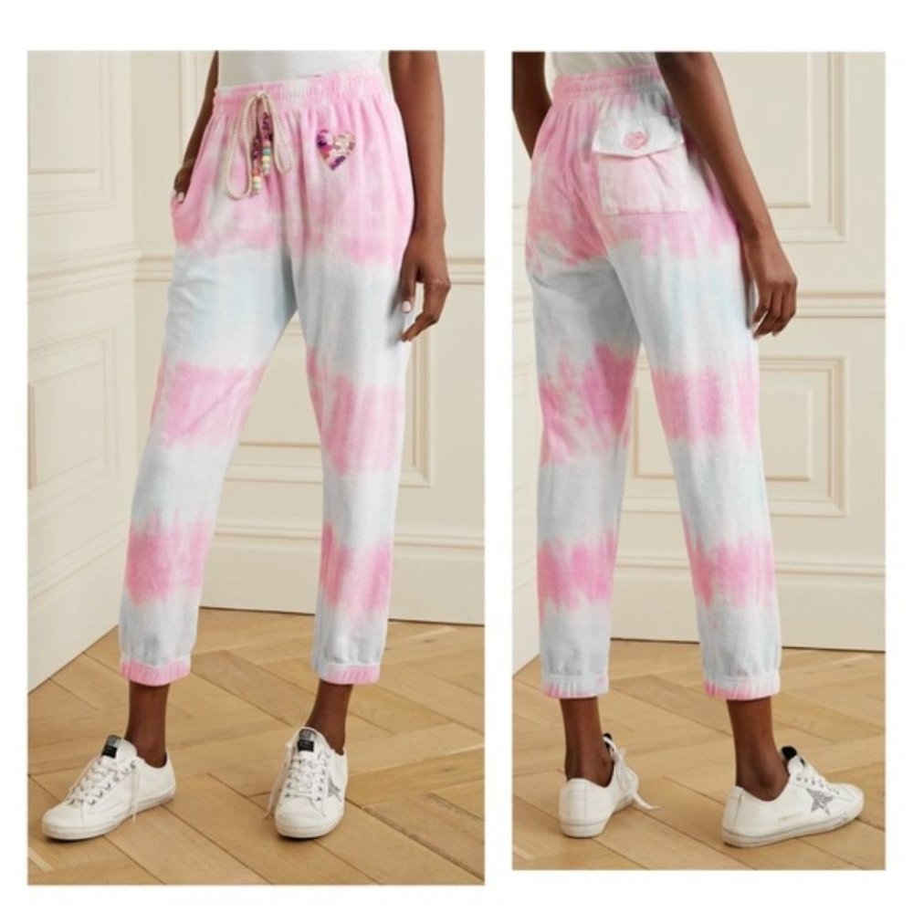 LoveShackFancy Santinella Tie Dye Terry Jogger Pants in Cherry Frizz XL
